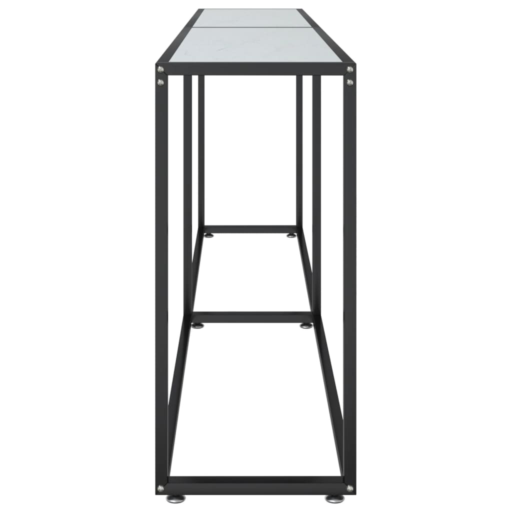 Avlastningsbord Konsollbord DIV. Vit marmor 220x35x75,5 cm härdat glas