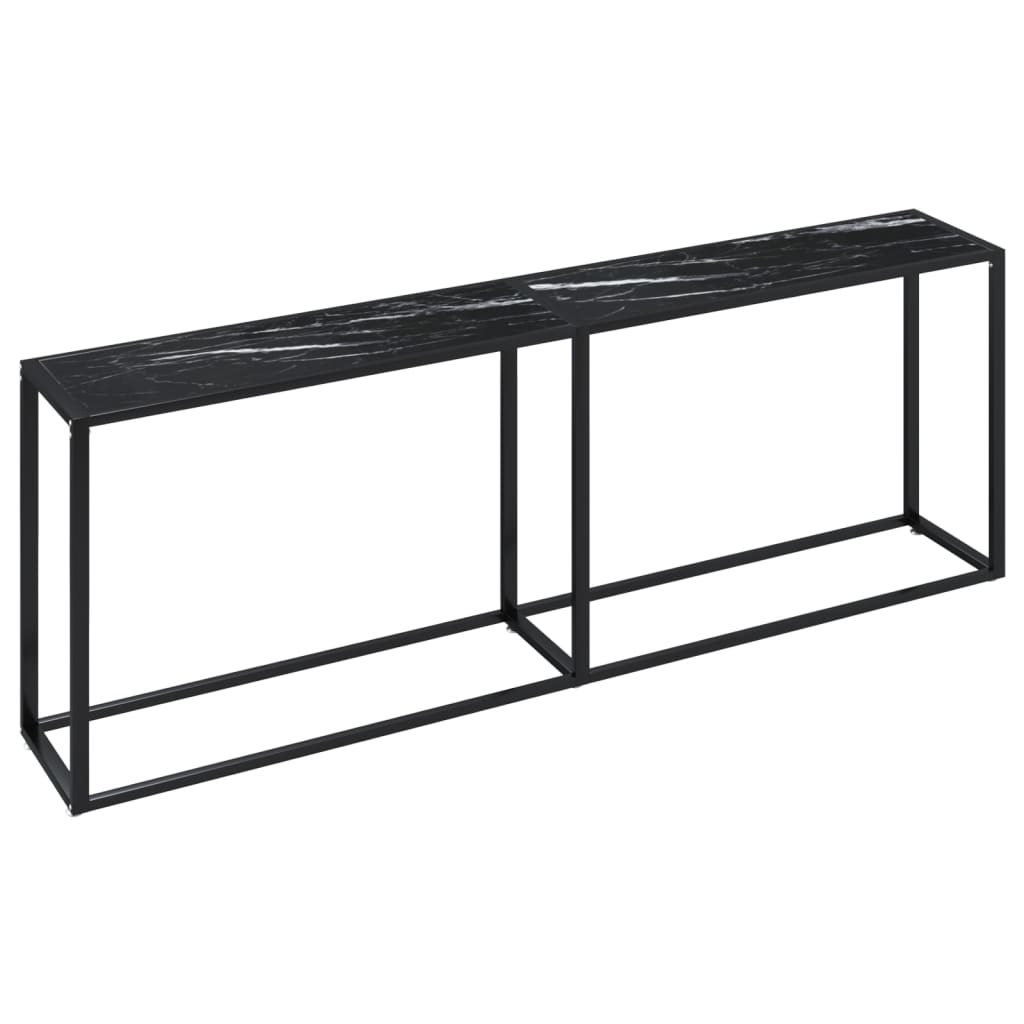 Avlastningsbord Konsollbord DIV. Svart marmor 220x35x75,5 cm härdat glas