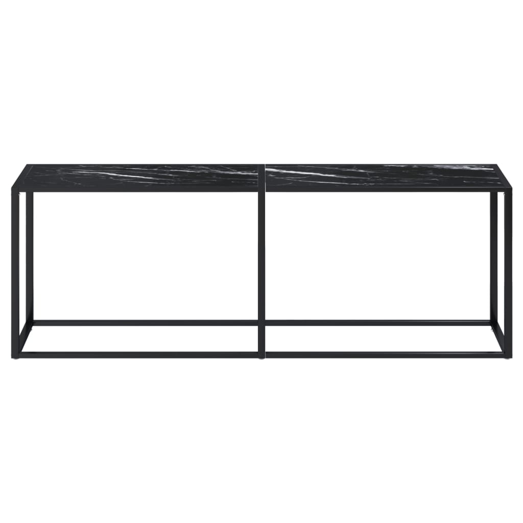 Avlastningsbord Konsollbord DIV. Svart marmor 220x35x75,5 cm härdat glas
