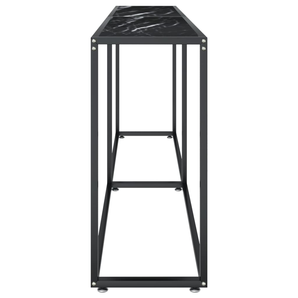 Avlastningsbord Konsollbord DIV. Svart marmor 220x35x75,5 cm härdat glas