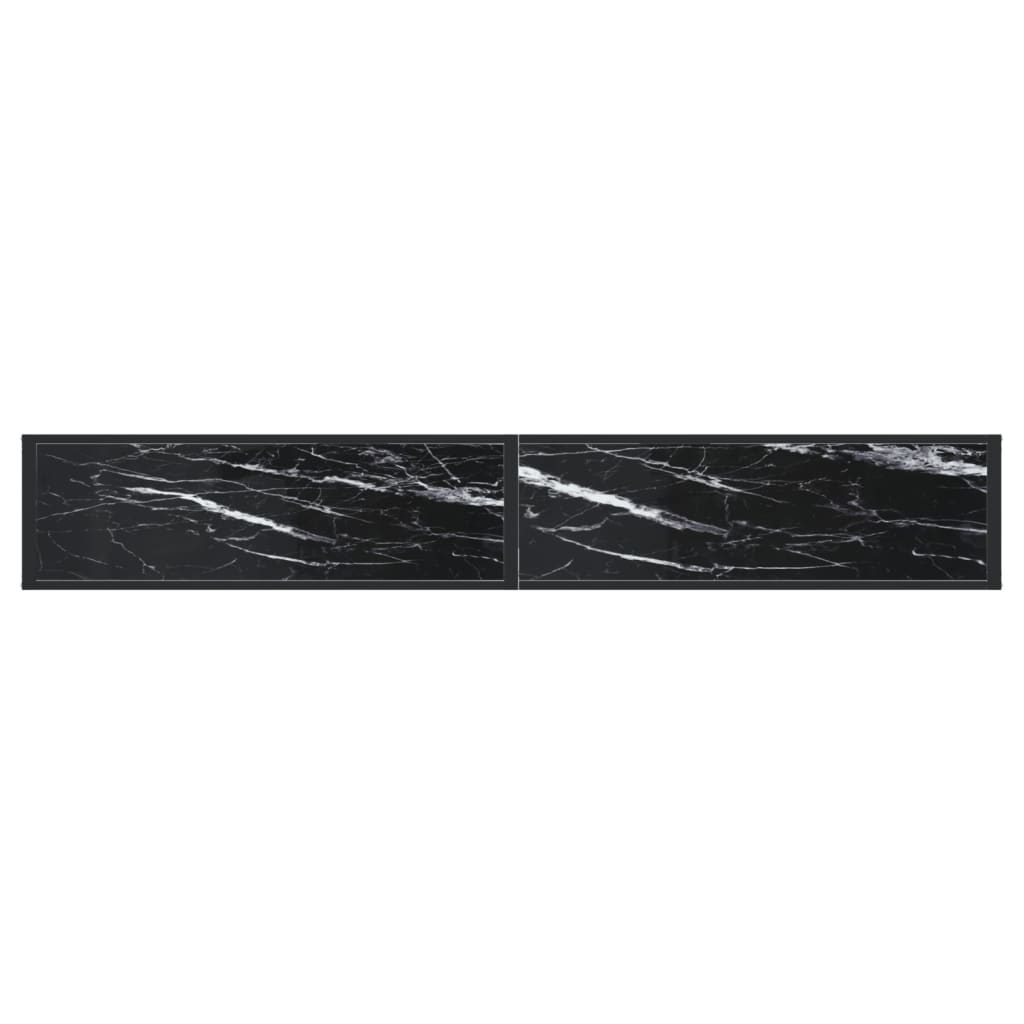 Avlastningsbord Konsollbord DIV. Svart marmor 220x35x75,5 cm härdat glas