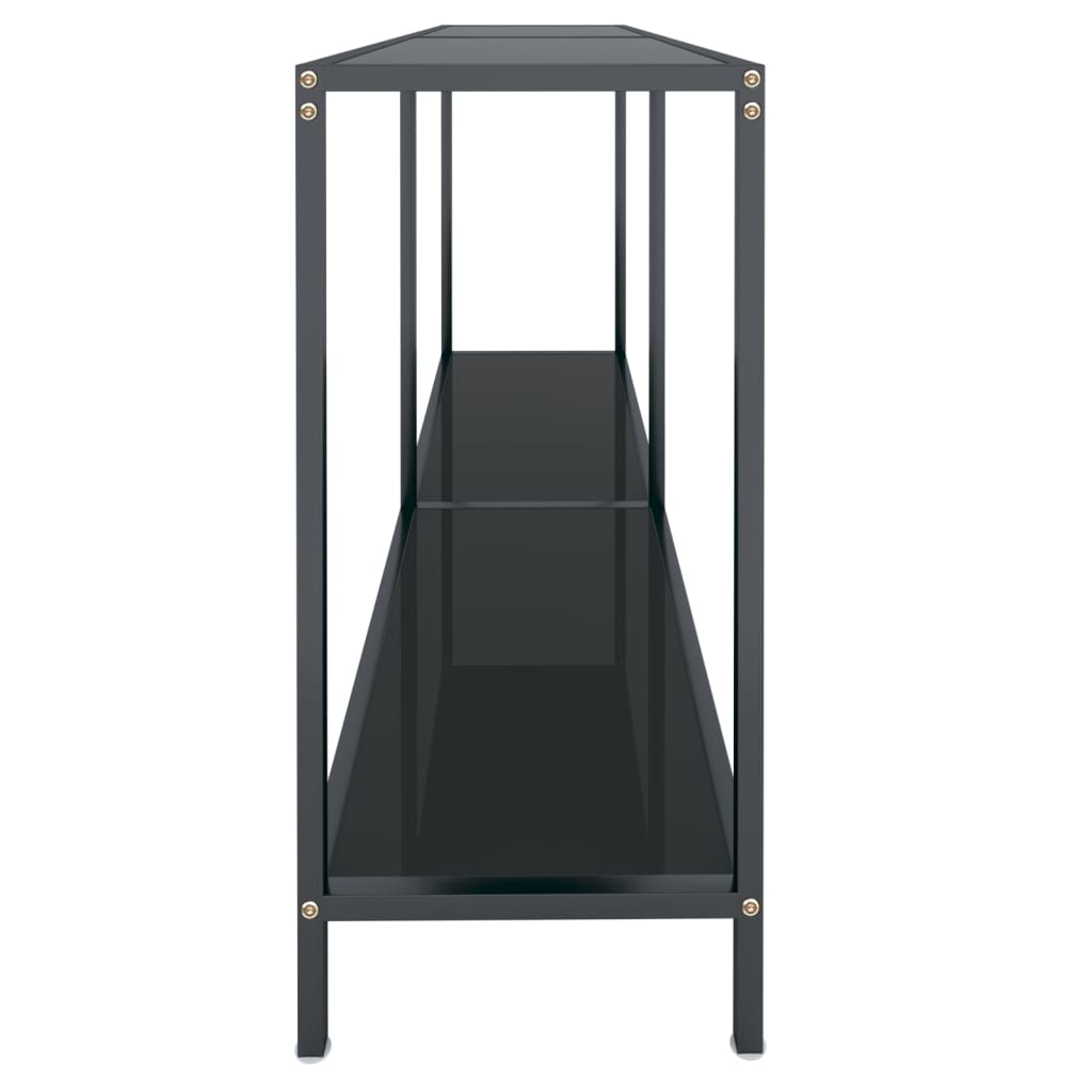 Avlastningsbord Konsollbord Svart 140x35x75,5 cm härdat glas