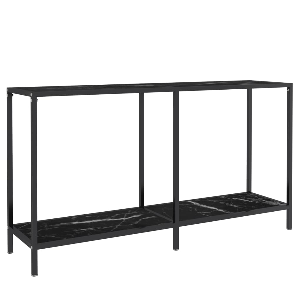 Avlastningsbord Konsollbord Svart 140x35x75,5 cm härdat glas