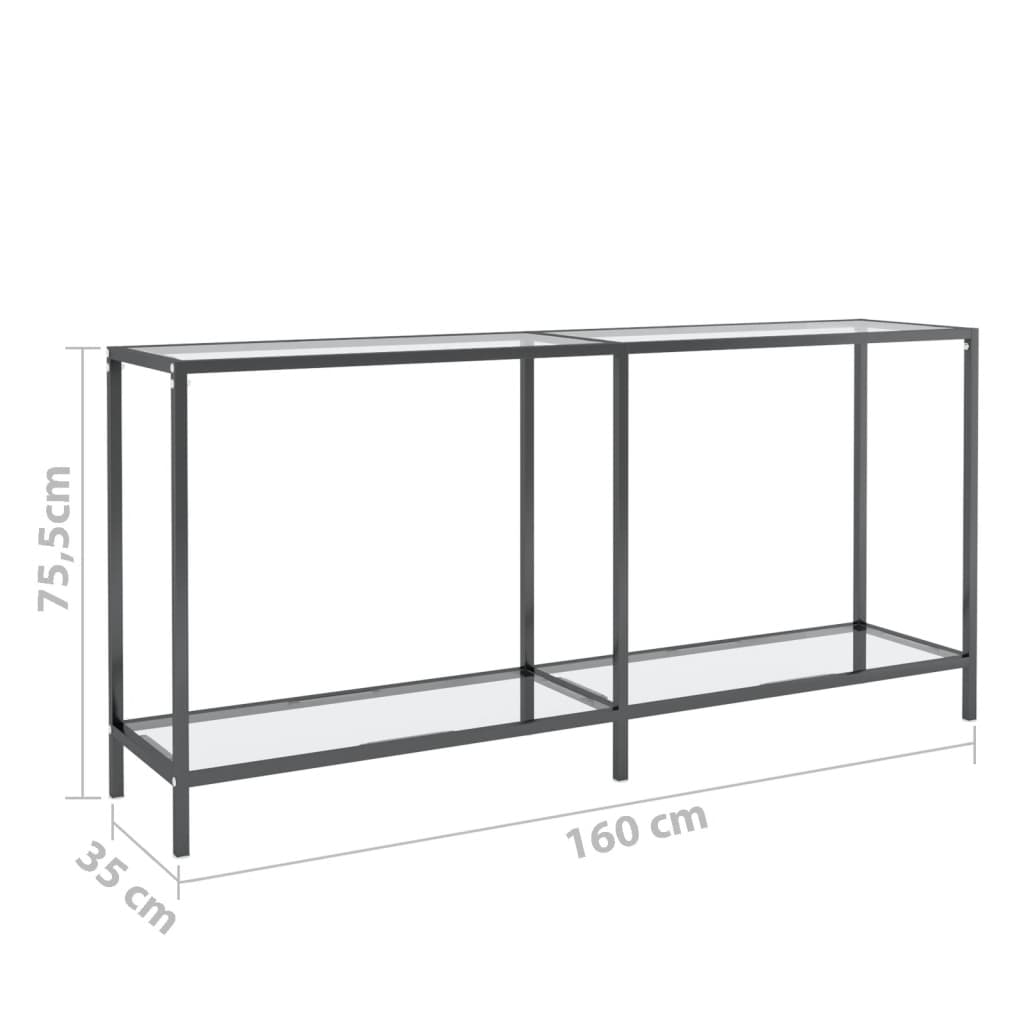 Avlastningsbord Konsollbord DIV. transparent 160x35x75 cm härdat glas