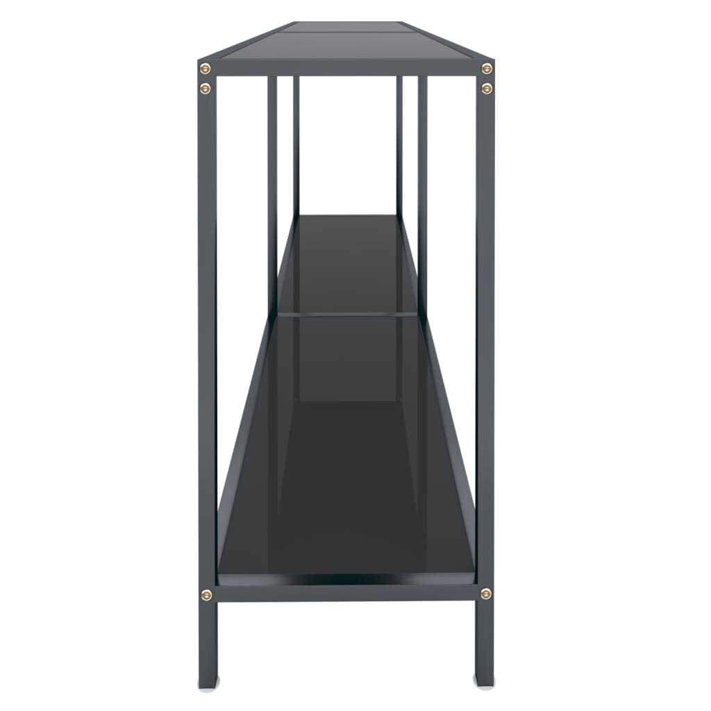 Avlastningsbord Konsollbord Svart 160x35x75 cm härdat glas