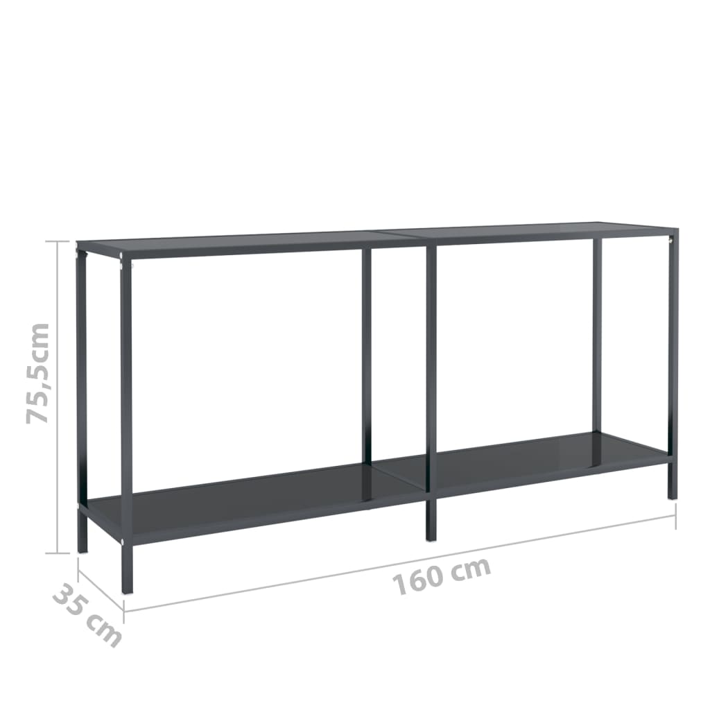 Avlastningsbord Konsollbord Svart 160x35x75 cm härdat glas