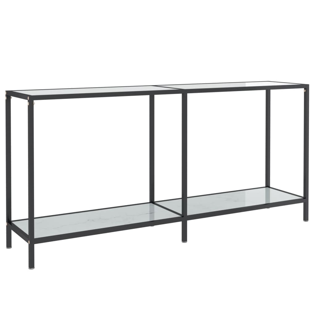 Avlastningsbord Konsollbord Vit 160x35x75 cm härdat glas