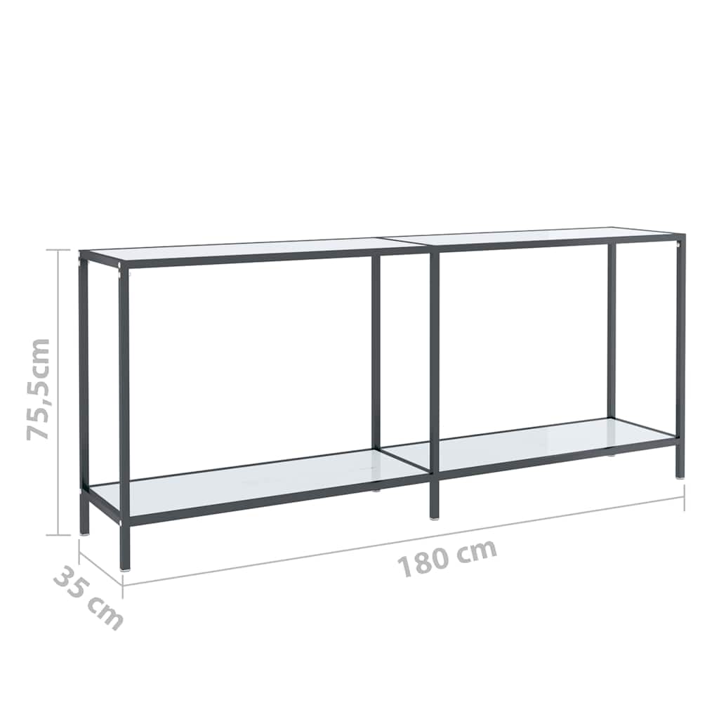Avlastningsbord Konsollbord Vit 180x35x75,5 cm härdat glas