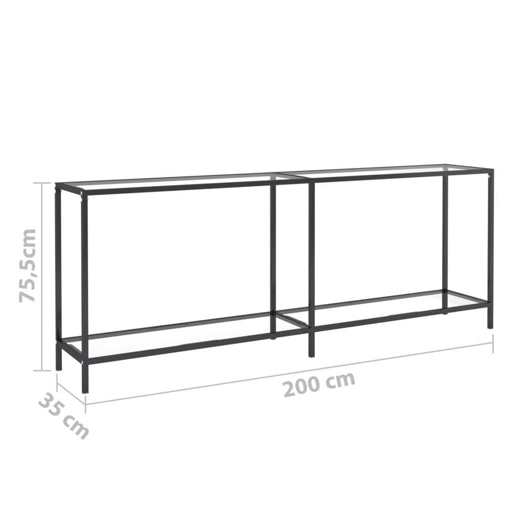 Avlastningsbord Konsollbord DIV. transparent 200x35x75,5 cm härdat glas