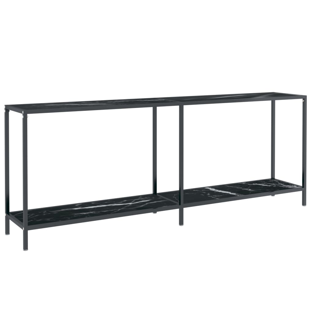 Avlastningsbord Konsollbord Svart 200x35x75,5 cm härdat glas