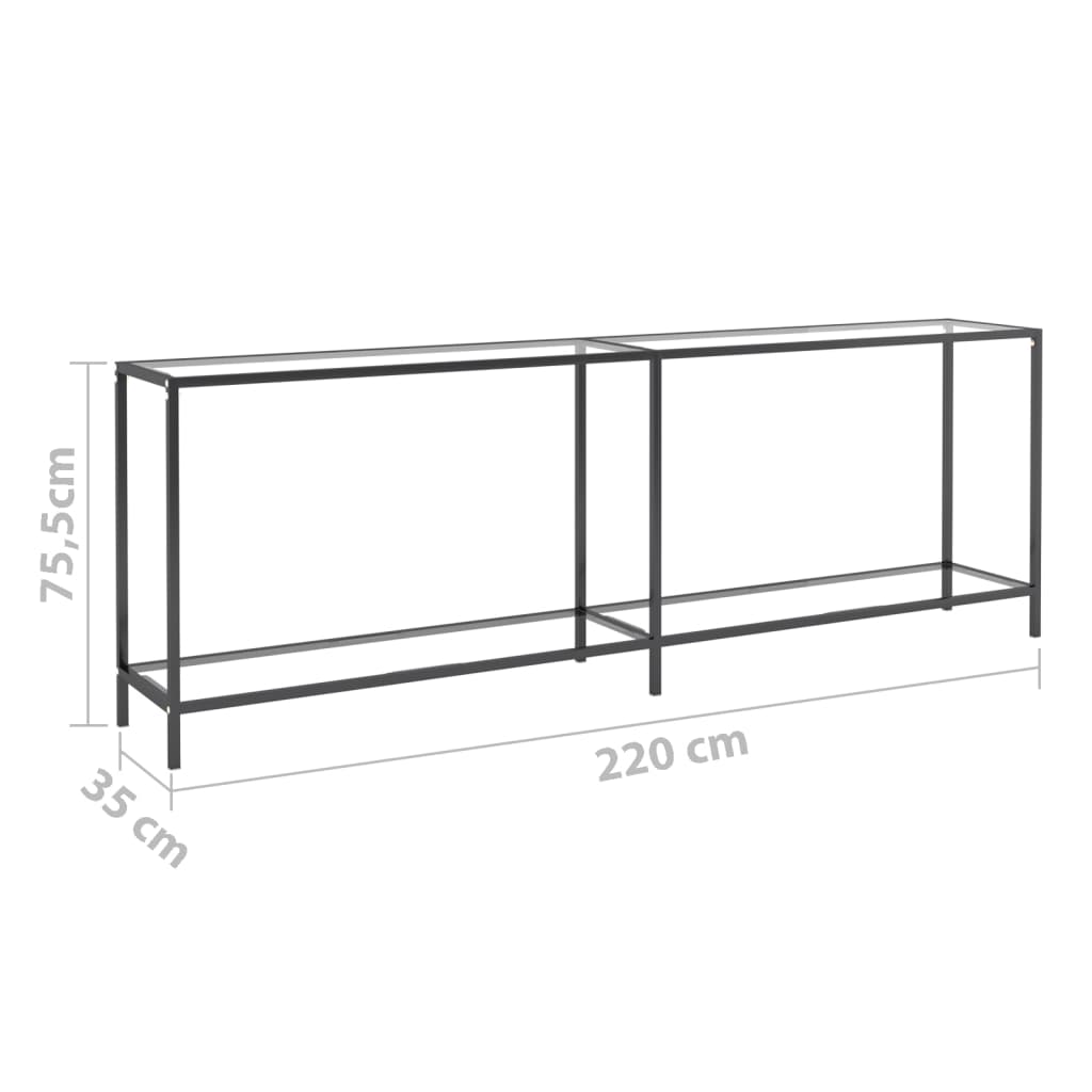 Avlastningsbord Konsollbord DIV. transparent 220x35x75,5 cm härdat glas