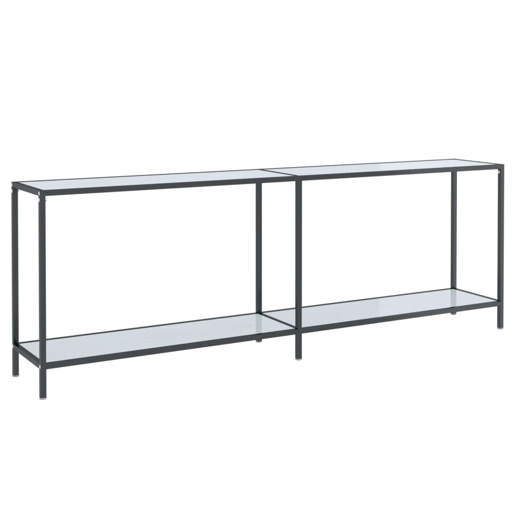 Avlastningsbord Konsollbord Vit 220x35x75,5 cm härdat glas