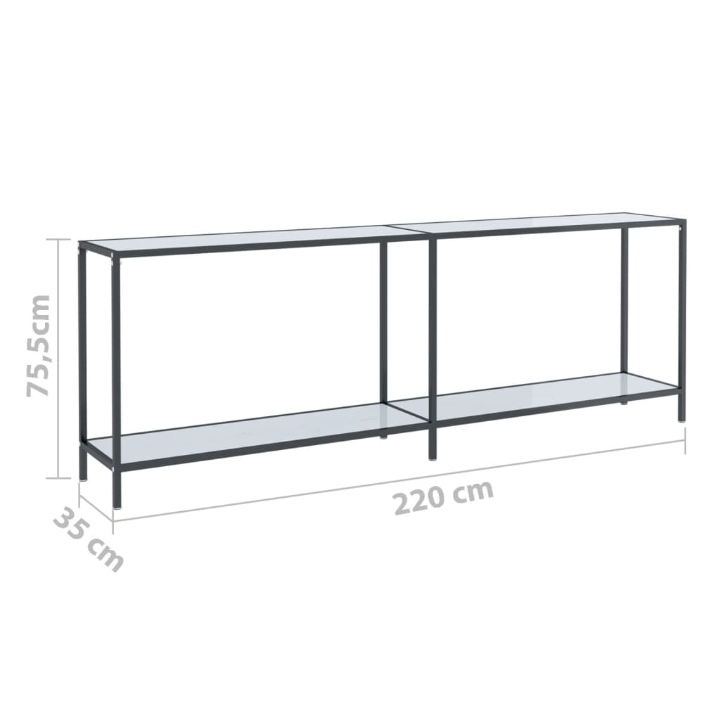 Avlastningsbord Konsollbord Vit 220x35x75,5 cm härdat glas