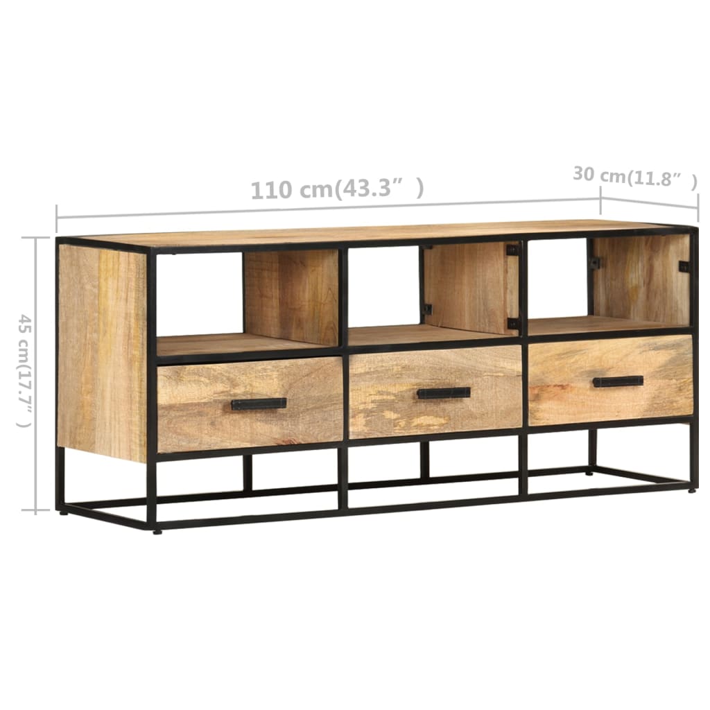 TV-bänk 110x30x45 cm grovt mangoträ