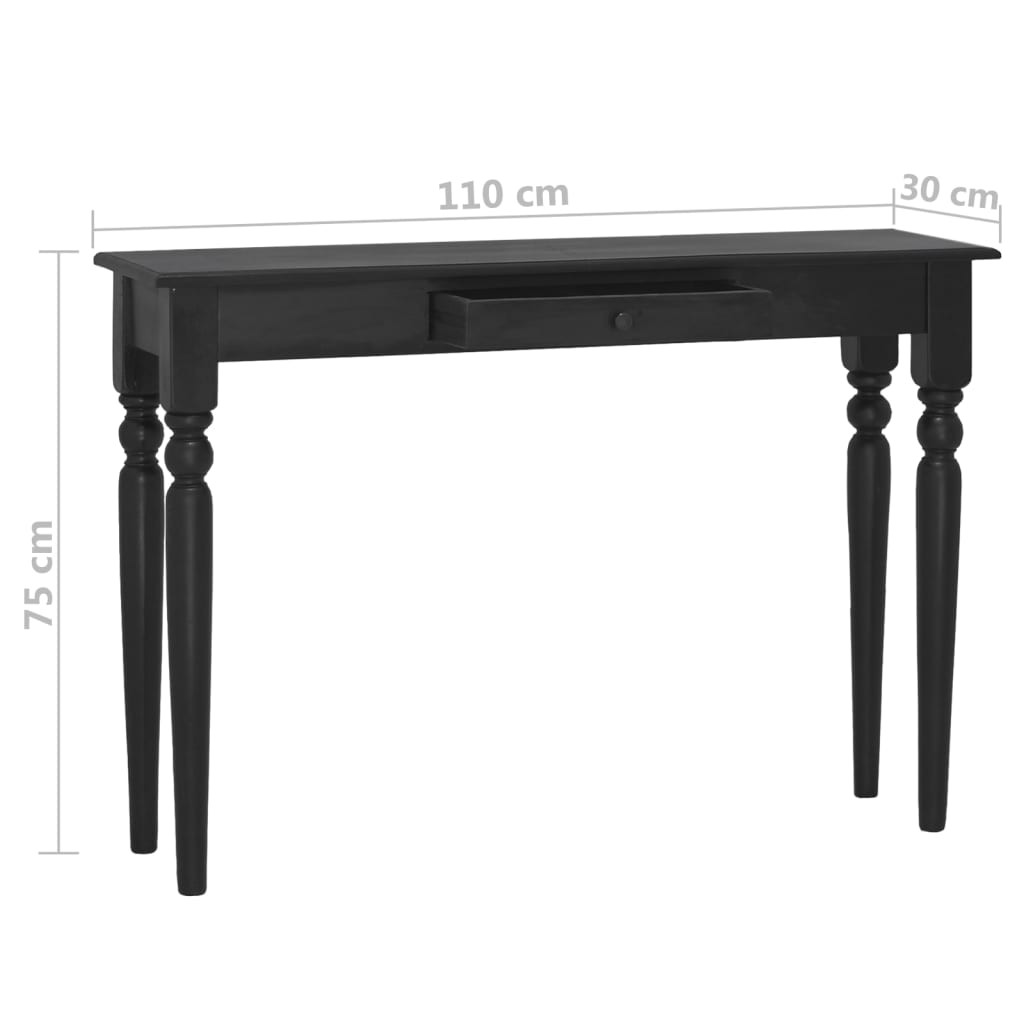 Avlastningsbord Konsollbord Trä blekt Svart 110x30x75 cm massiv mahogny