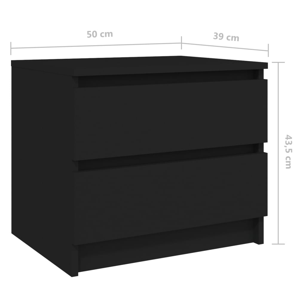 Sängbord 2 st svart 50x39x43,5 cm konstruerat trä