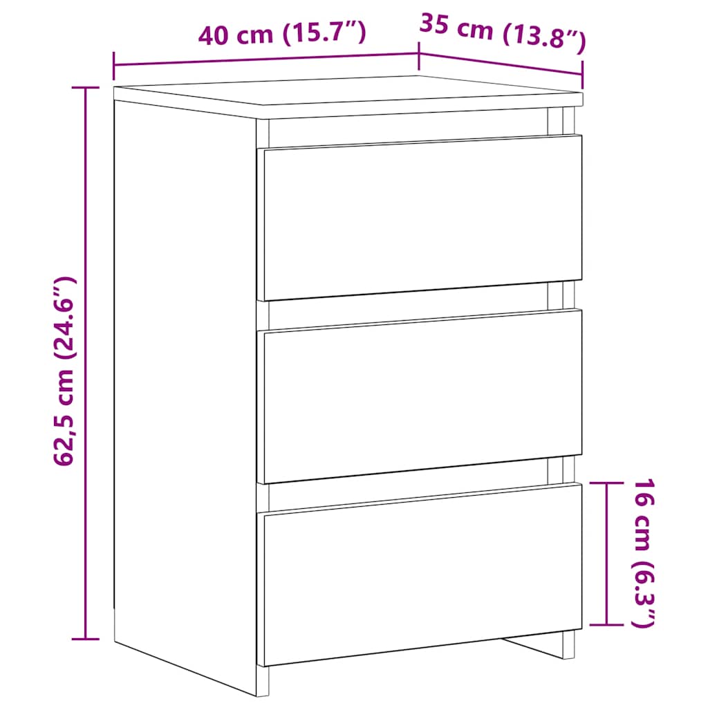 Sängbord 2 st betonggrå 40x35x62,5 cm konstruerat trä