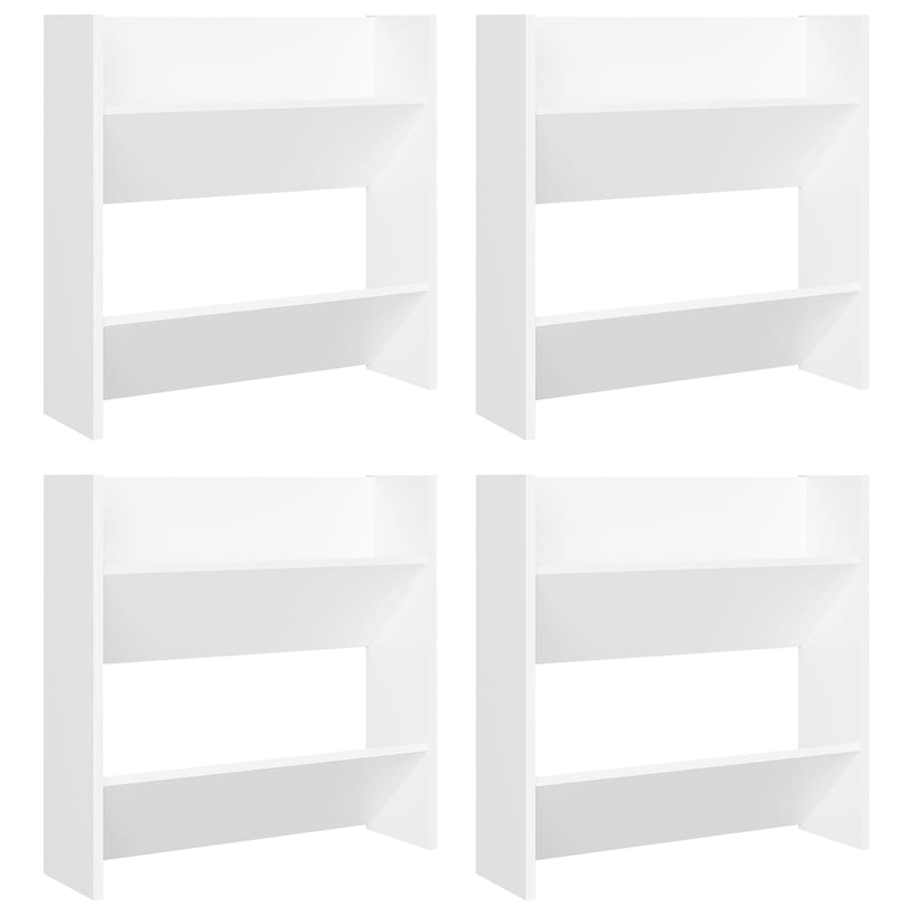 Väggmonterade skoställ 4 st Vit 60x18x60 cm