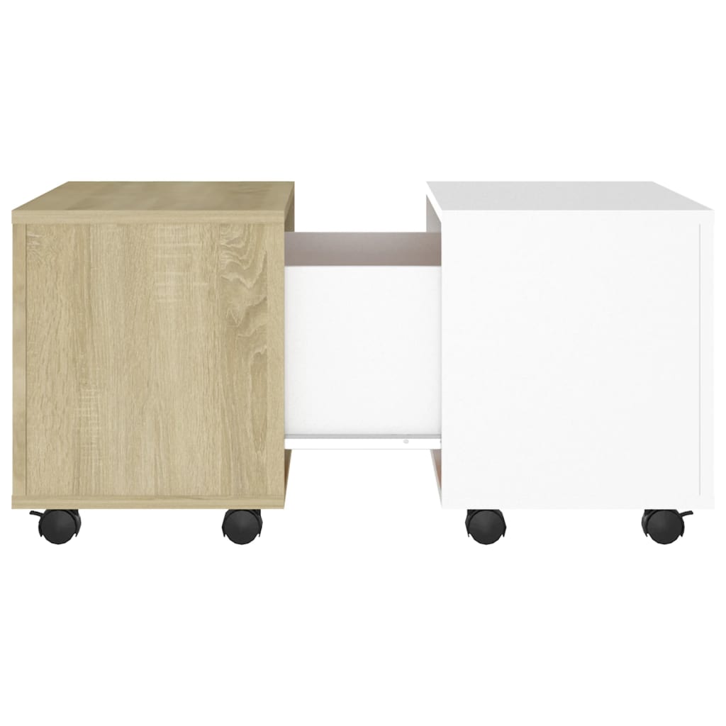 Soffbord Vit och Sonoma Ek 60x60x38 cm