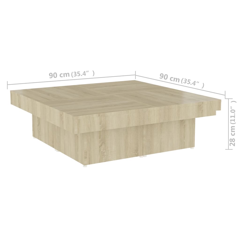 Soffbord Sonoma Ek 90x90x28 cm