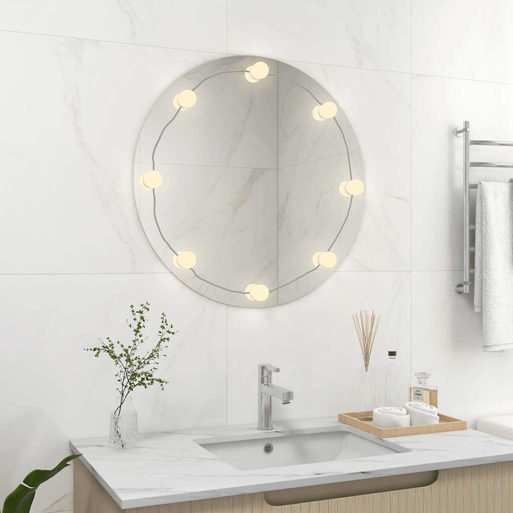 Väggspegel med LED-belysning rund