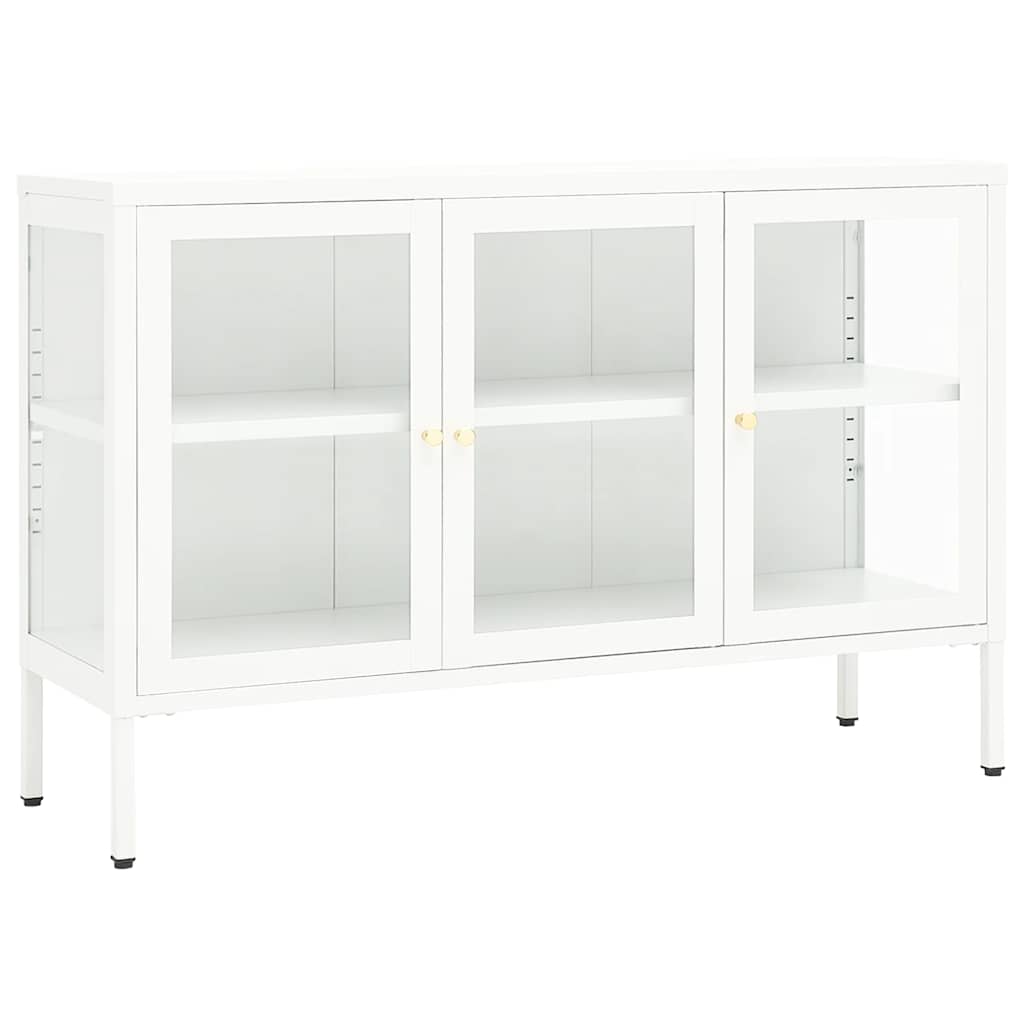 Skänk Vit 105x35x70 cm stål och glas