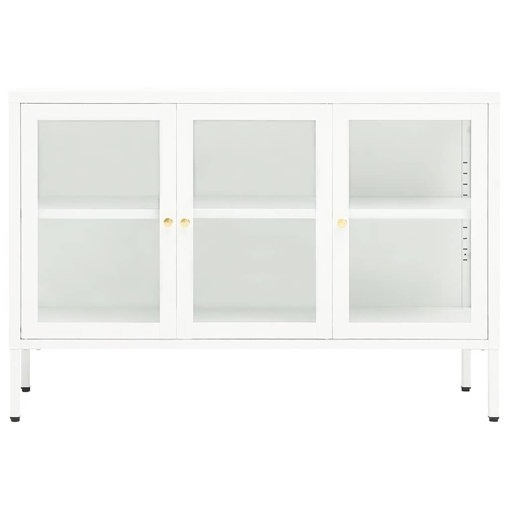 Skänk Vit 105x35x70 cm stål och glas