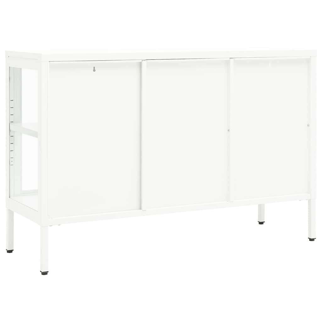Skänk Vit 105x35x70 cm stål och glas