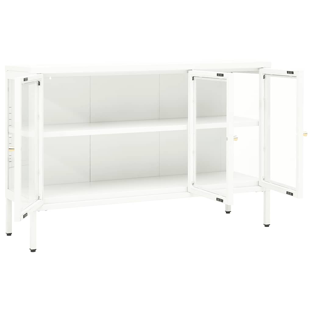 Skänk Vit 105x35x70 cm stål och glas