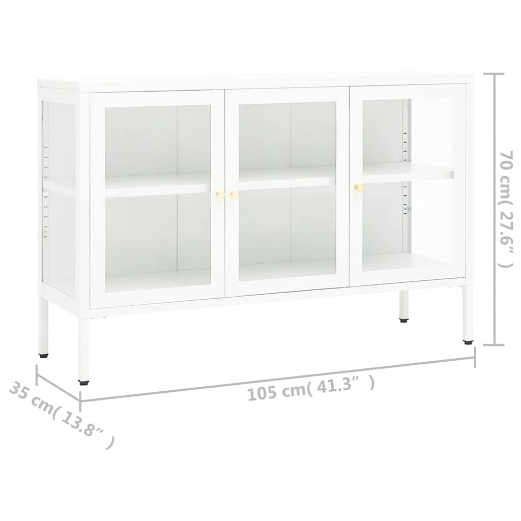 Skänk Vit 105x35x70 cm stål och glas