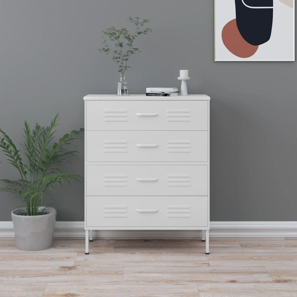 Byrå Vit 80x35x101,5 cm stål