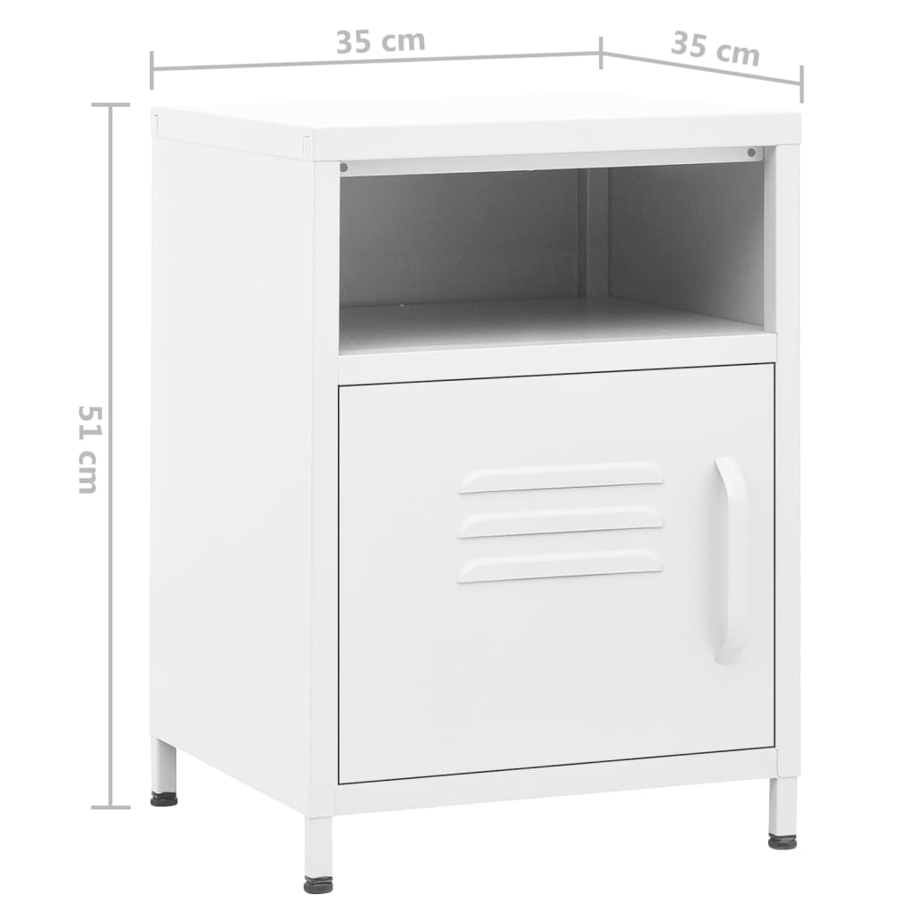 Sängbord vit 35x35x51 cm stål