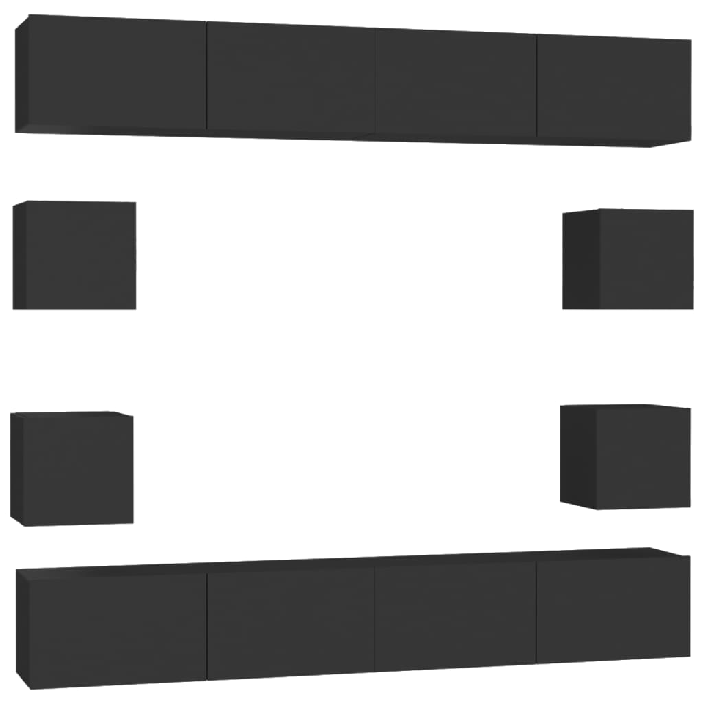 XXXXX Tv-skåp 8 delar Svart