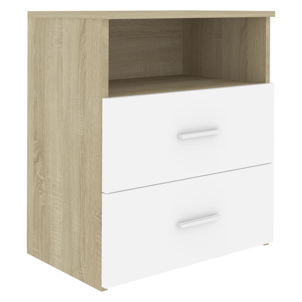 Sängbord 2 st sonoma-ek och vit 50x32x60 cm