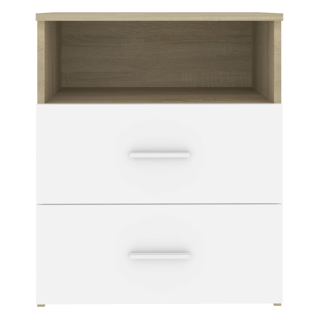Sängbord 2 st sonoma-ek och vit 50x32x60 cm
