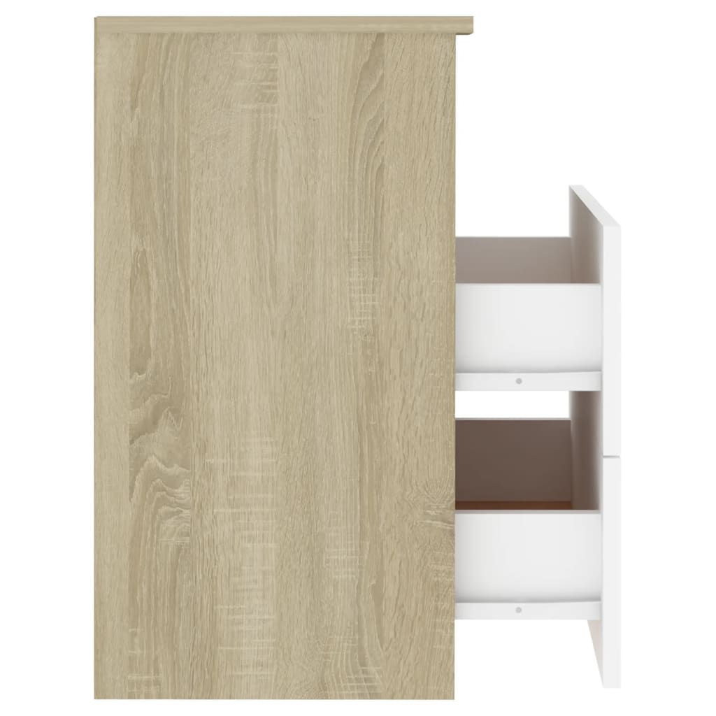 Sängbord 2 st sonoma-ek och vit 50x32x60 cm