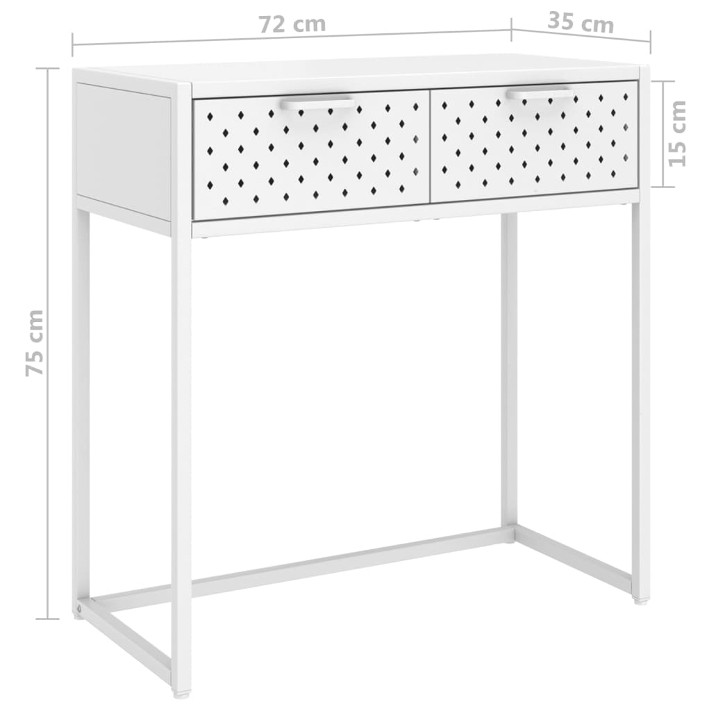 Avlastningsbord Konsollbord Vit 72x35x75 cm stål