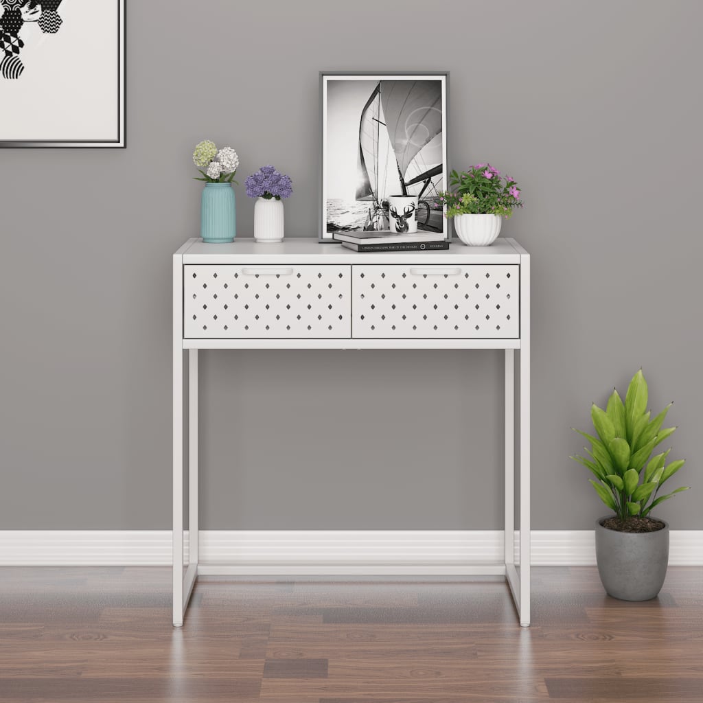 Avlastningsbord Konsollbord Vit 72x35x75 cm stål