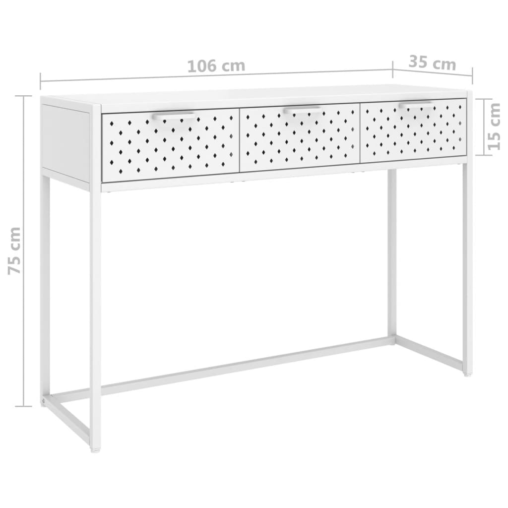 Avlastningsbord Konsollbord Vit 106x35x75 cm stål