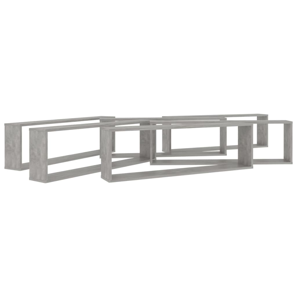 Vägghylla kubformad 6 st betonggrå 100x15x30 cm konstruerat trä