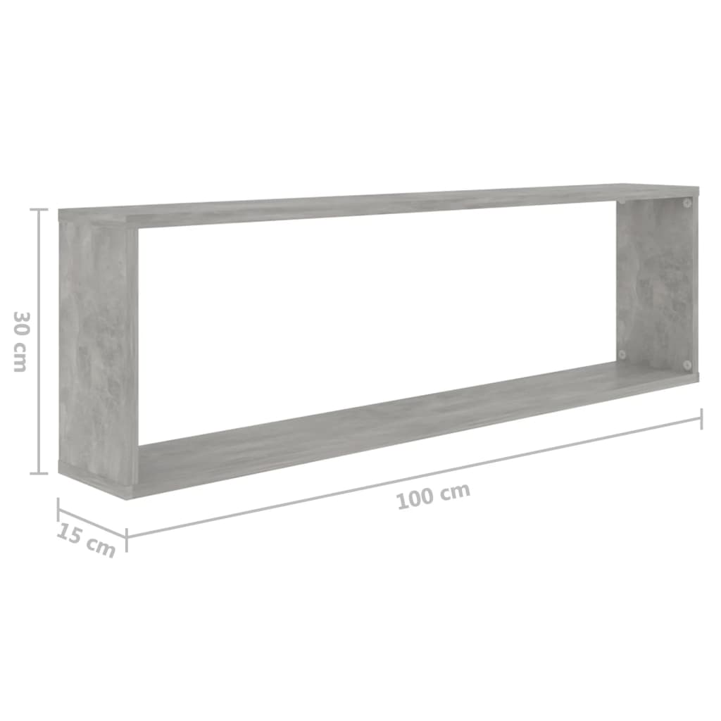 Vägghylla kubformad 6 st betonggrå 100x15x30 cm konstruerat trä