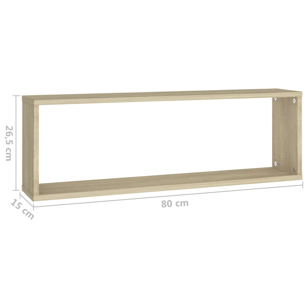 Vägghylla kubformad 6 st sonoma-ek 80x15x26,5cm konstruerat trä
