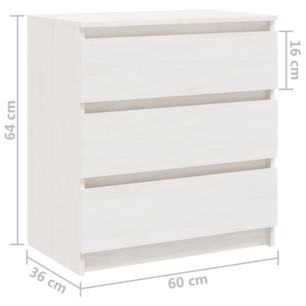 Sängbord Nattduksbord Vit 60x36x64 cm massiv furu