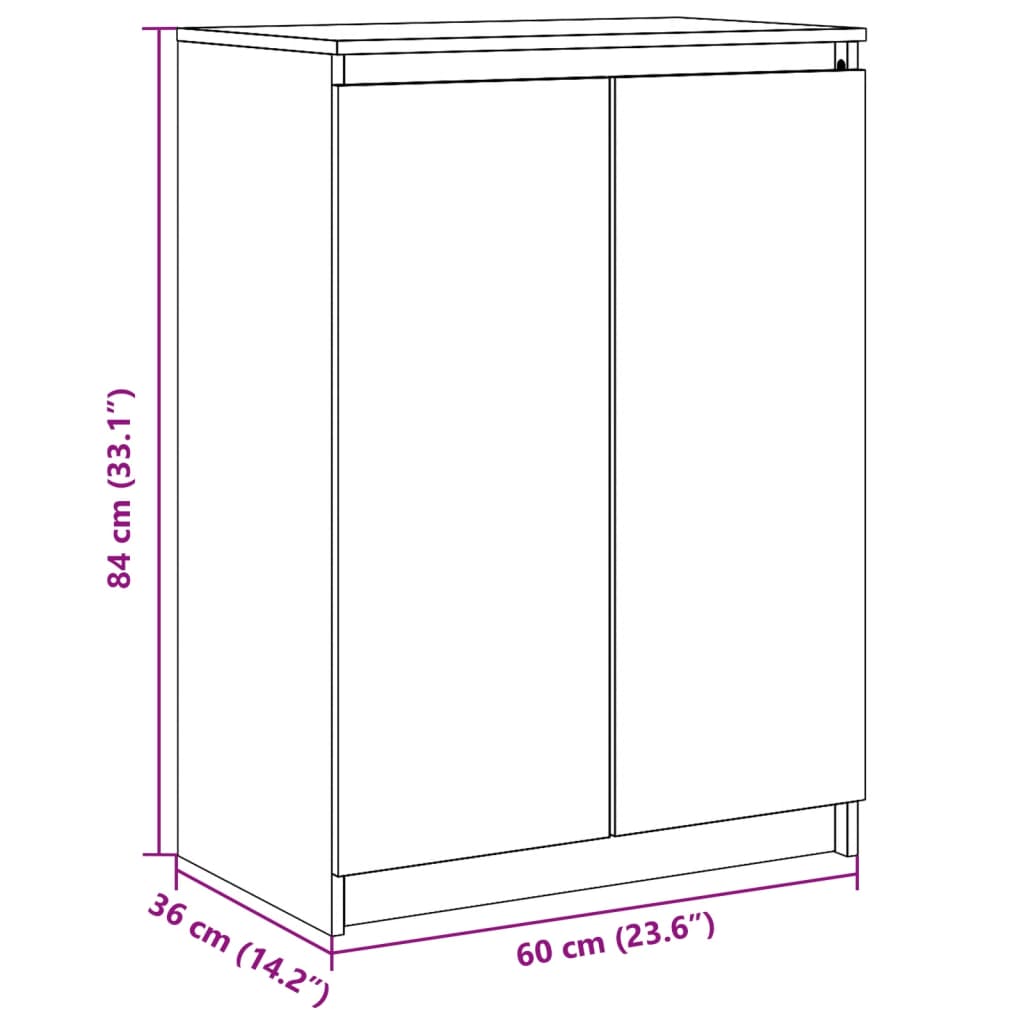 Skänk Vit 60x36x84 cm massiv furu