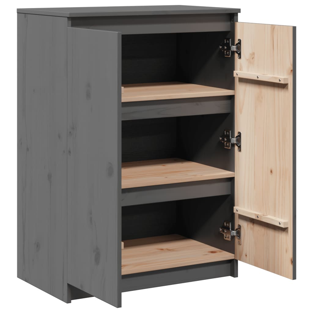 Skänk Trä Grå 60x36x84 cm massiv furu