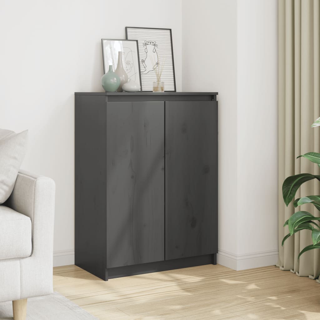 Skänk Trä Grå 60x36x84 cm massiv furu