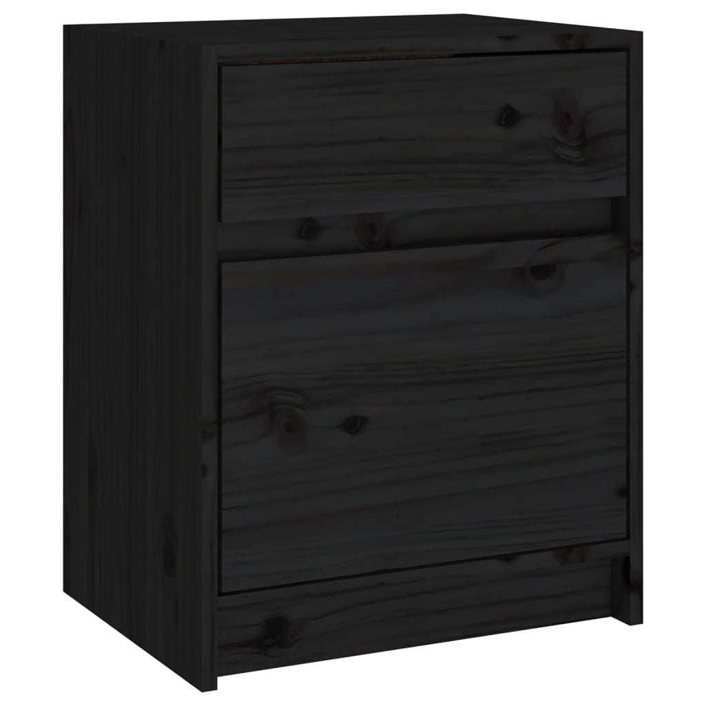 Sängbord 2 st svart 40x31x50 cm massivt furu