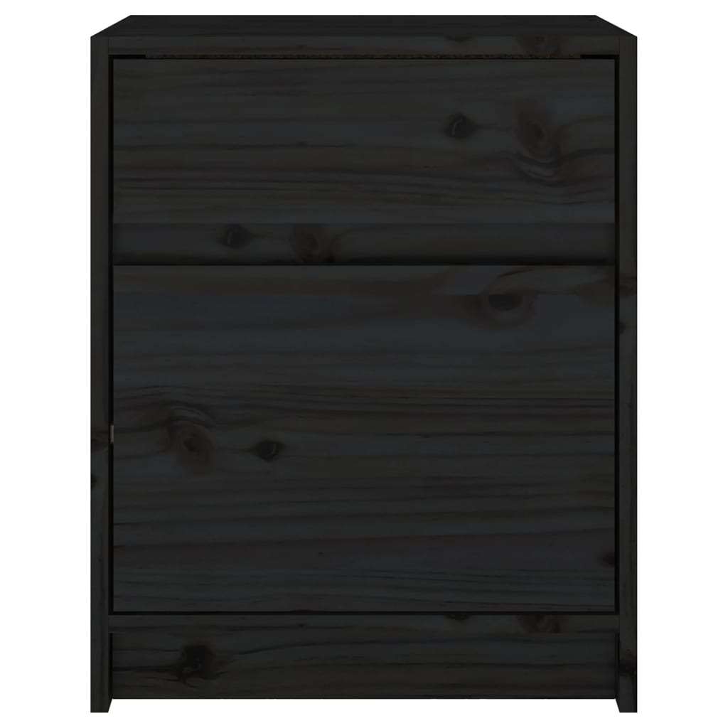 Sängbord 2 st svart 40x31x50 cm massivt furu