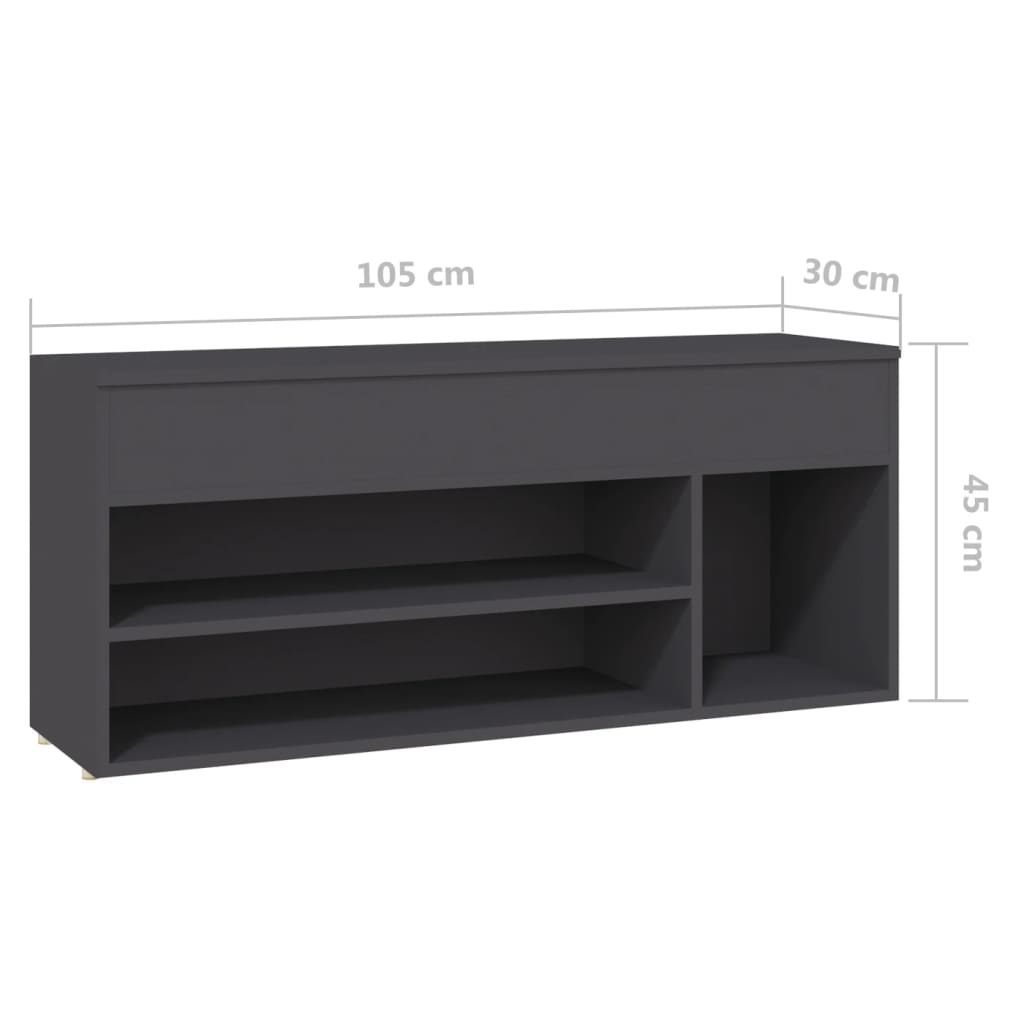 Skoställ Grå Skobänk 105x30x45 cm