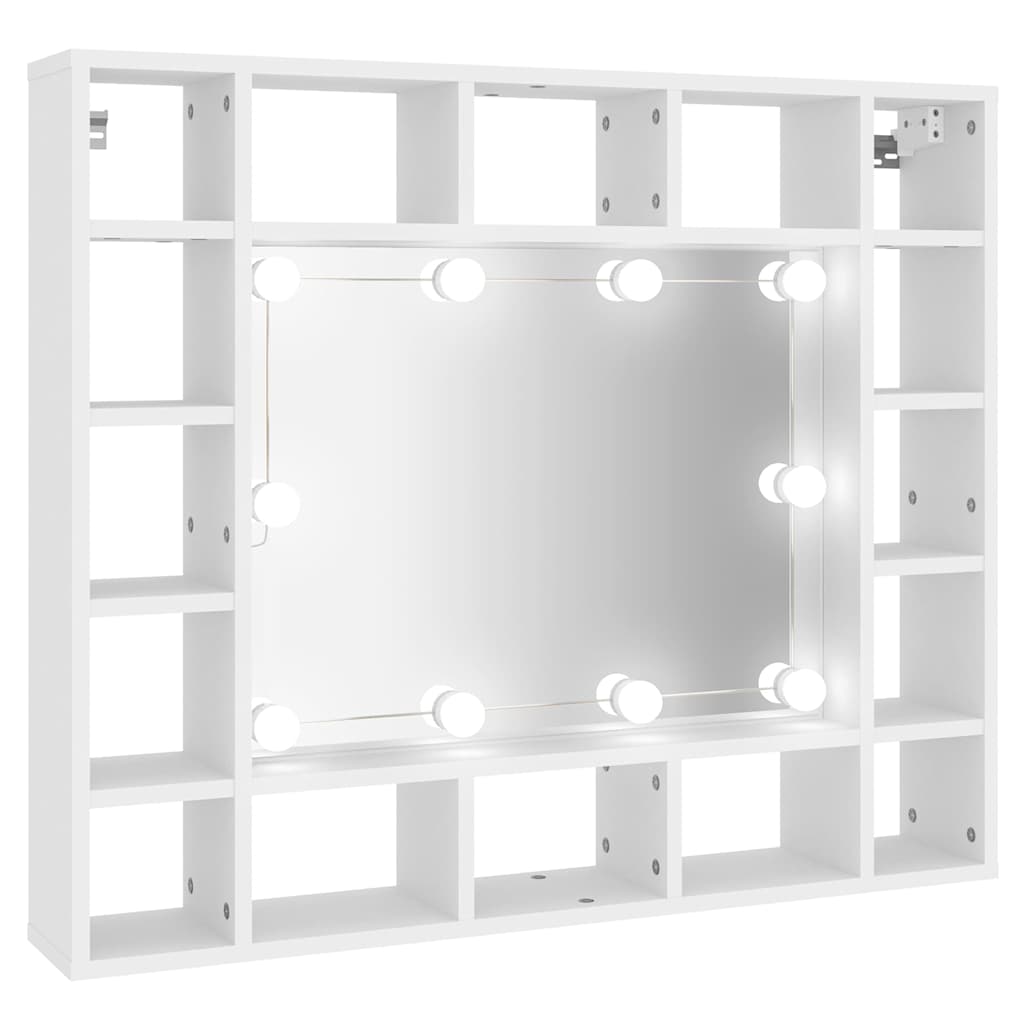 Badrumsspegel Spegelskåp LED Vit 91x15x76,5 cm